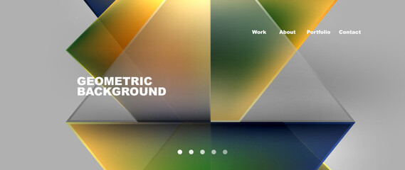 Metal triangles with colorful bright triangles. Geometric modern minimalist design template