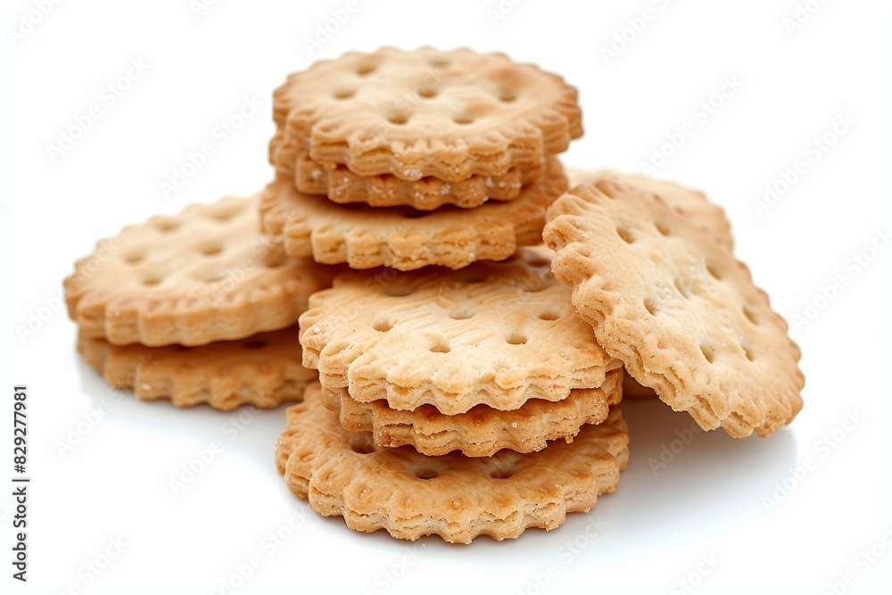 Wall mural round cookies isolated on white background close up shot