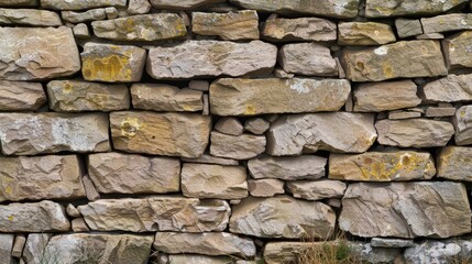 Weathered sandstone dry stone wall