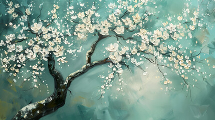 Acrylic Painting Cherry Blossoms ,generative ai