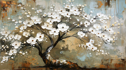 Acrylic Painting Cherry Blossoms ,generative ai