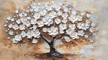 Acrylic Painting Cherry Blossoms ,generative ai