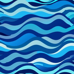 Seamless pattern of wavy lines in shades of blue, evoking the tranquility of ocean waves, Generative AI