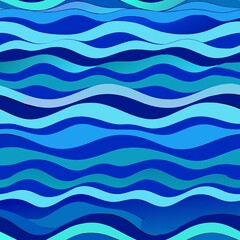 Seamless pattern of wavy lines in shades of blue, evoking the tranquility of ocean waves, Generative AI