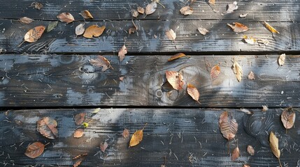 Rustic wooden plank texture with soft sunlight filtering through leaves