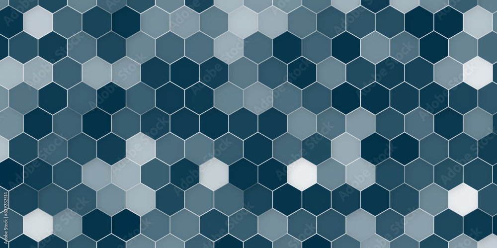Wall mural Geometric abstract background with blue and white hexagon pattern. Vector file. - Wall murals