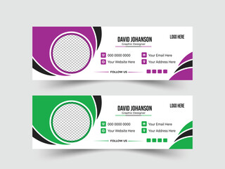 Professional Email Signature Template Modern and Minimal Layout. Colorful email signature or email footer vector template.