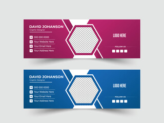 Professional Email Signature Template Modern and Minimal Layout. Colorful email signature or email footer vector template.