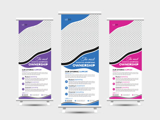 Obraz premium Corporate Business Rollup Banner Design, corporate Business rollup banner Template Design. 