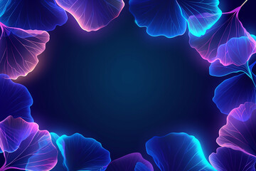 Floral Tropical Gingko Leaves background in neon colors