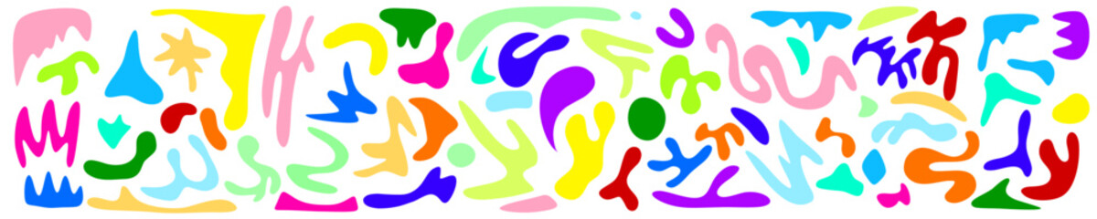 Random abstract liquid organic black irregular blotch shapes flat style colorful funky design shape template for presentation design, flyer