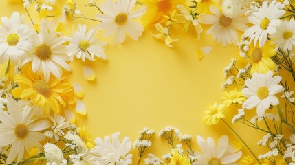 Bright and airy pop-art style mockup with yellow and white daisies