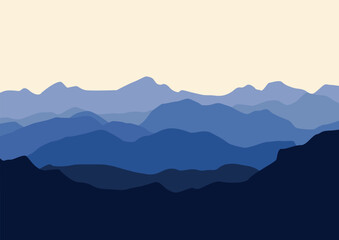 Landscape mountains panorama. Vector illustration in flat style.
