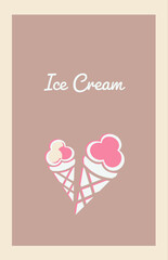 illustration of a cake with heart icecream 