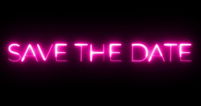 save the date neon text animation