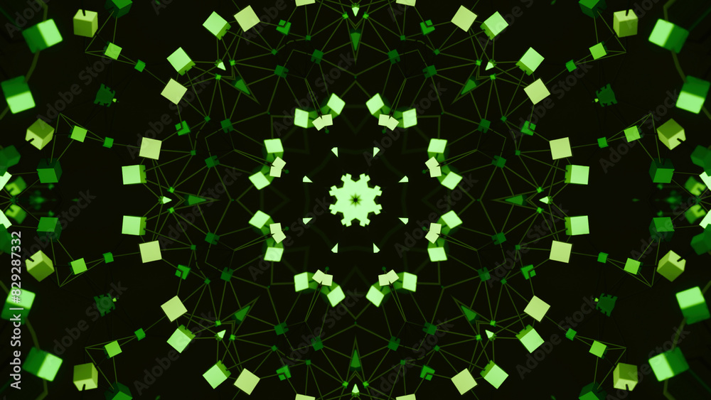 Poster electronic kaleidoscopic pattern. design. moving electronic pattern with kaleidoscopic effect. beaut