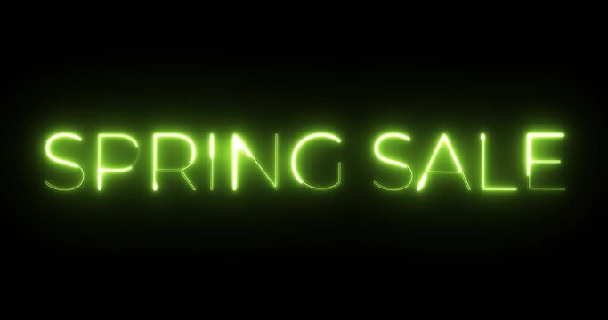 spring sale neon text animation