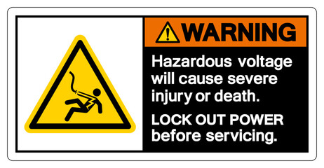 Warning Hazardous voltage will cause severe injury or death Symbol Sign, Vector Illustration, Isolate On White Background Label .EPS10
