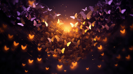 Butterfly Background image. Gold purple butterfly fly