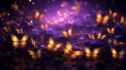 Butterfly Background image. Gold purple butterfly