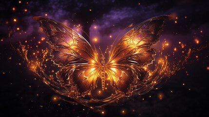 Butterfly Background image. Golden purple butterflies