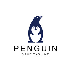 Penguin logo design. Simple and clean simple Penguin Icon vector on white background, Ideal illustration for business branding