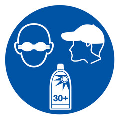 Wear Opaque Eye hat and Sun Protection Protection Symbol Sign,Vector Illustration, Isolated On White Background Label. EPS10