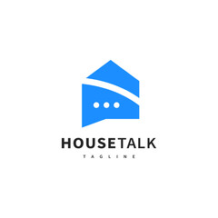 chat bubble and house icon logo design illustration 4