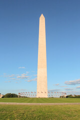 Washinton Monument surrounded by American flags