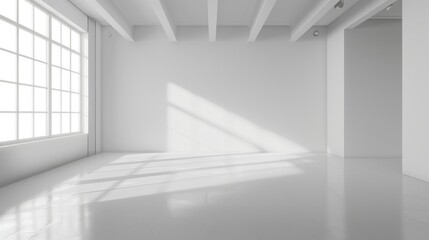 Obraz premium Expansive white space with a clean backdrop, ideal for modern and minimalist themes.