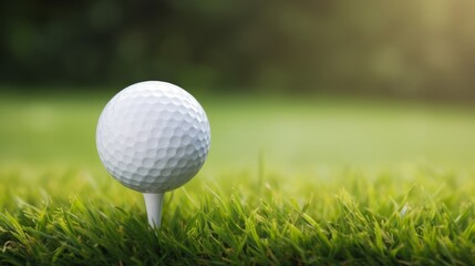 Obraz premium Golf ball on grass with copy space