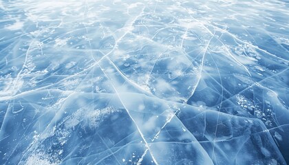 Winter ice hockey ground with textured surface on an ice rink