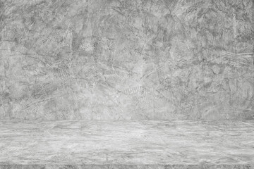 Wall empty studio interior background and backdrop of concrete cement wall in black and gray tones....