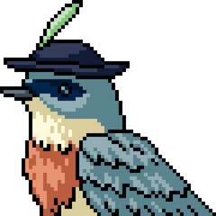 Obraz premium pixel art of fancy bird hat