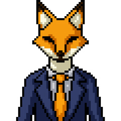 Obraz premium pixel art of fox business suit