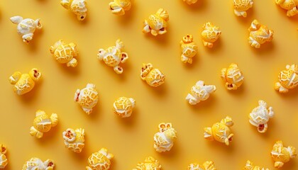 Yellow background with popcorn pattern viewed from the top