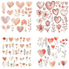 passion invitation lovely romance sketch ornament print watercolor wedding paint romantic greeting graphic grunge heart brush handmade valentines day drawing shape gift happy illustration amour set