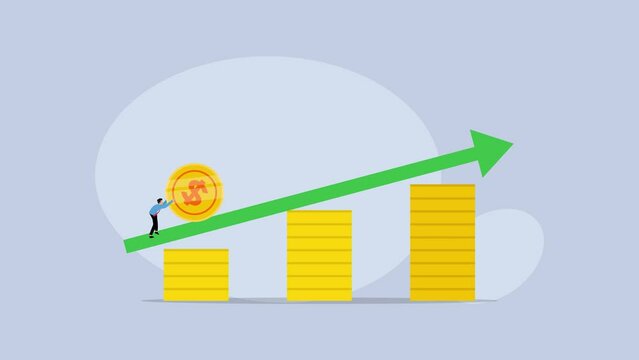 Compound interest exponential growth cartoon animation