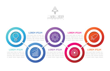 Vector infographic business presentation template with circular interconnection with 5 options.