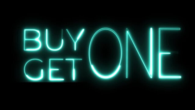 buy one get one text neon animation