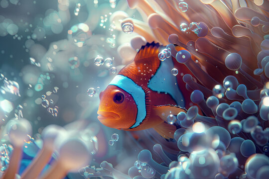 Clown fish in the coral reef