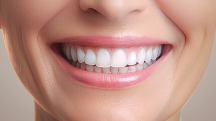Fototapeta premium Woman shows off white teeth after getting veneers.