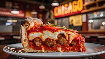 Obraz premium Big City Bite: Chicago Deep-Dish Pizza Bliss