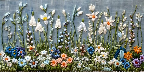 Vibrant Snowdrop Needlework.
Intricate Flower Stitchery