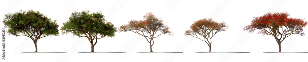 Wall mural high-quality 3d model of a delonix regia tree, isolated for seamless integration into various projec