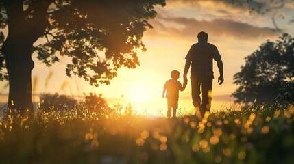 Fototapeta premium Father Spending Time with His Child Walking Together