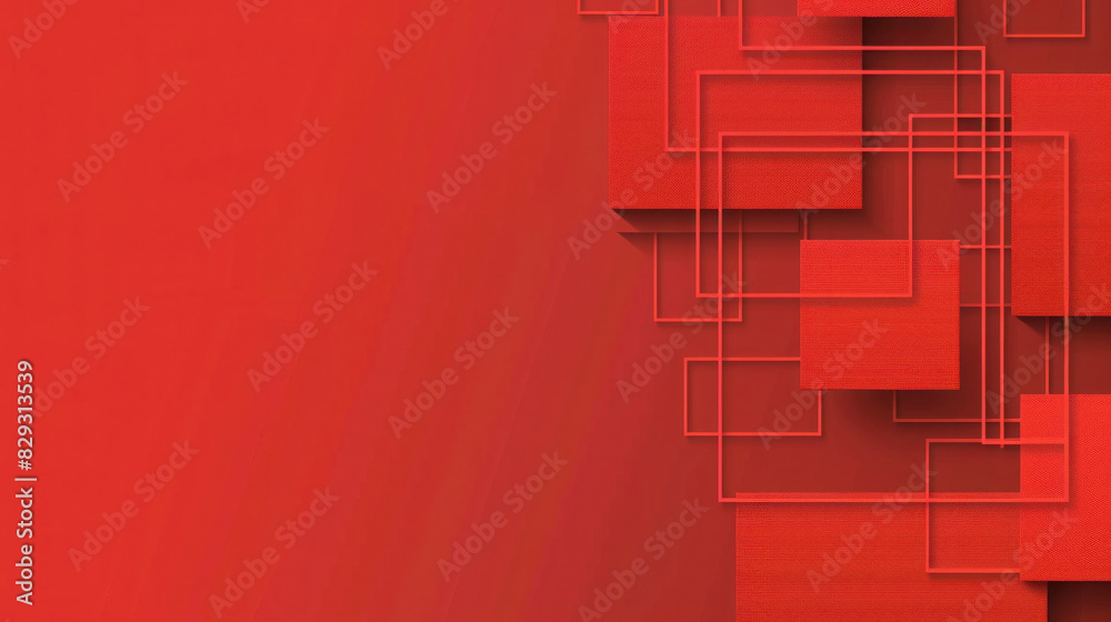 Wall mural abstract red background with squares featuring a digital and futuristic design pattern