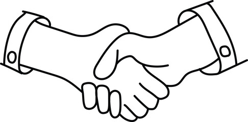 Minimalist Handshake Line Art Logo. Symbol of Partnership and Trust