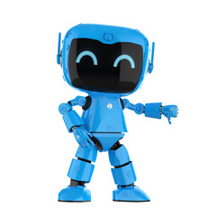 Cute and small artificial intelligence personal assistant robot dislike isolated