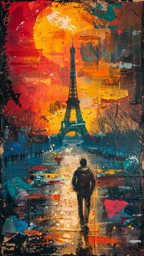 Contemporary artwork of the Tour Eiffel Paris